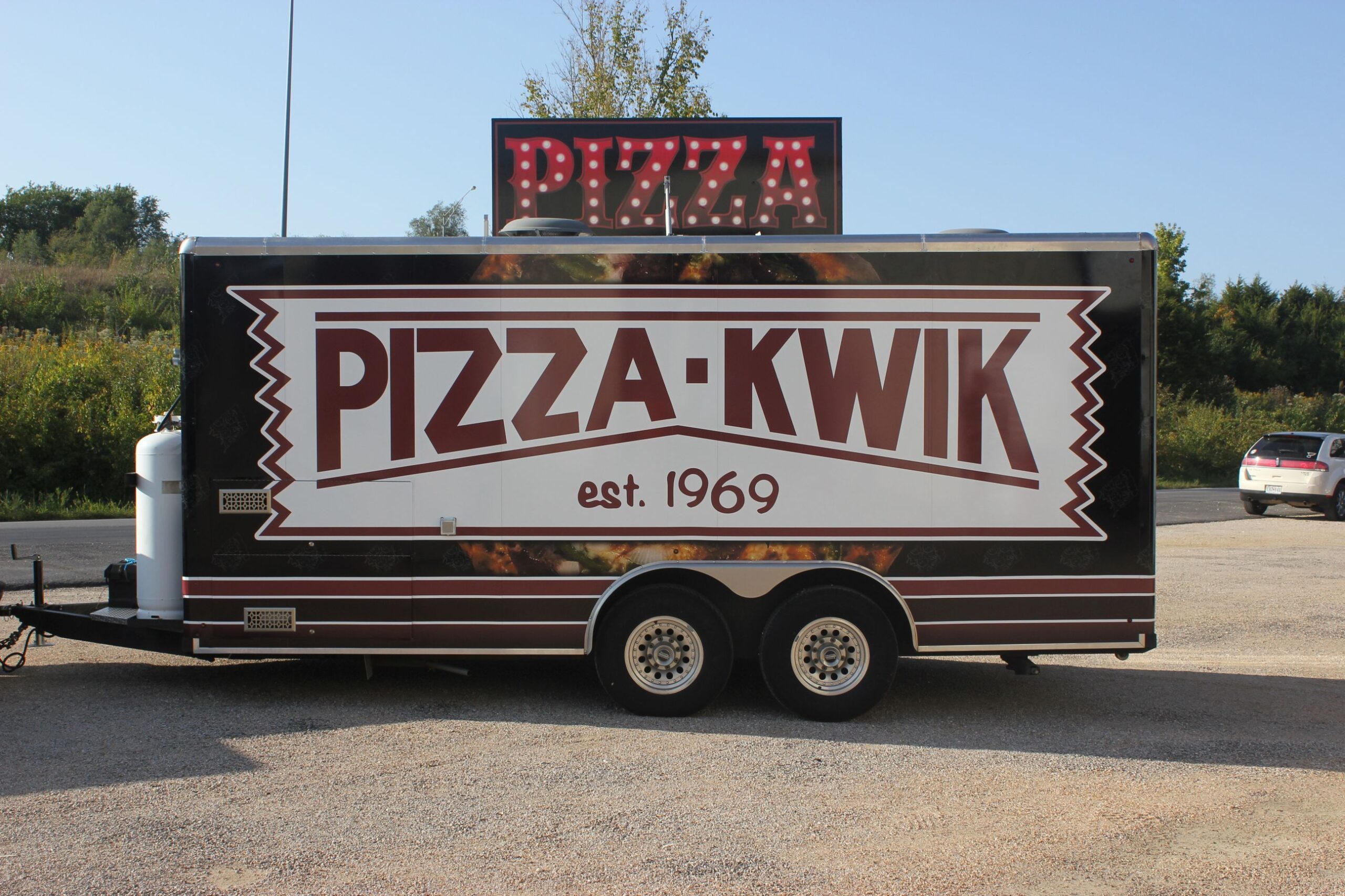 Pizza Kwik Food Truck Trailer Vehicle Vinyl Wrap Pro Dezigns Designs Visual Branding Columbia Missouri