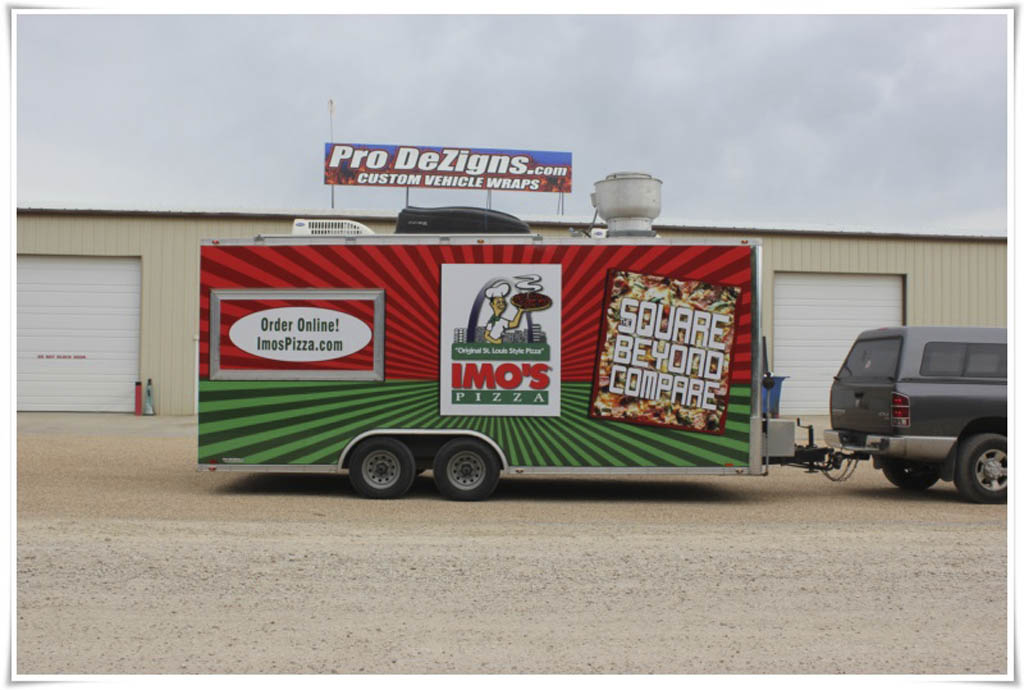 Imos Pizza Food Truck Trailer Vehicle Vinyl Wrap Pro Dezigns Designs Visual Branding Columbia Missouri