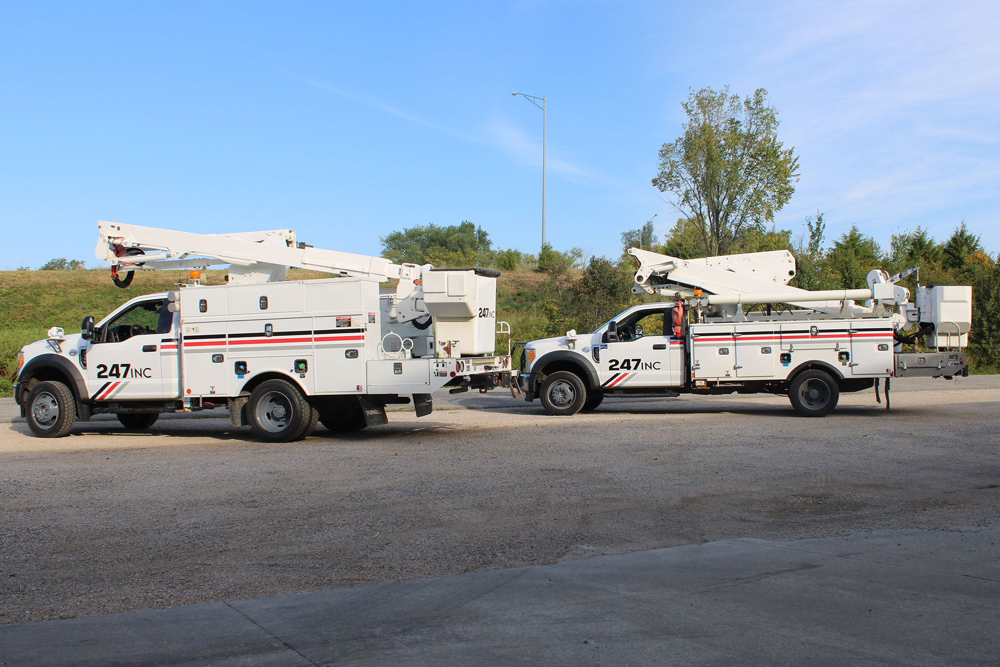 247 Inc Commercial Fleet Vehicle 3m Vinyl Wraps Boom Trucks Jeff City Missouri