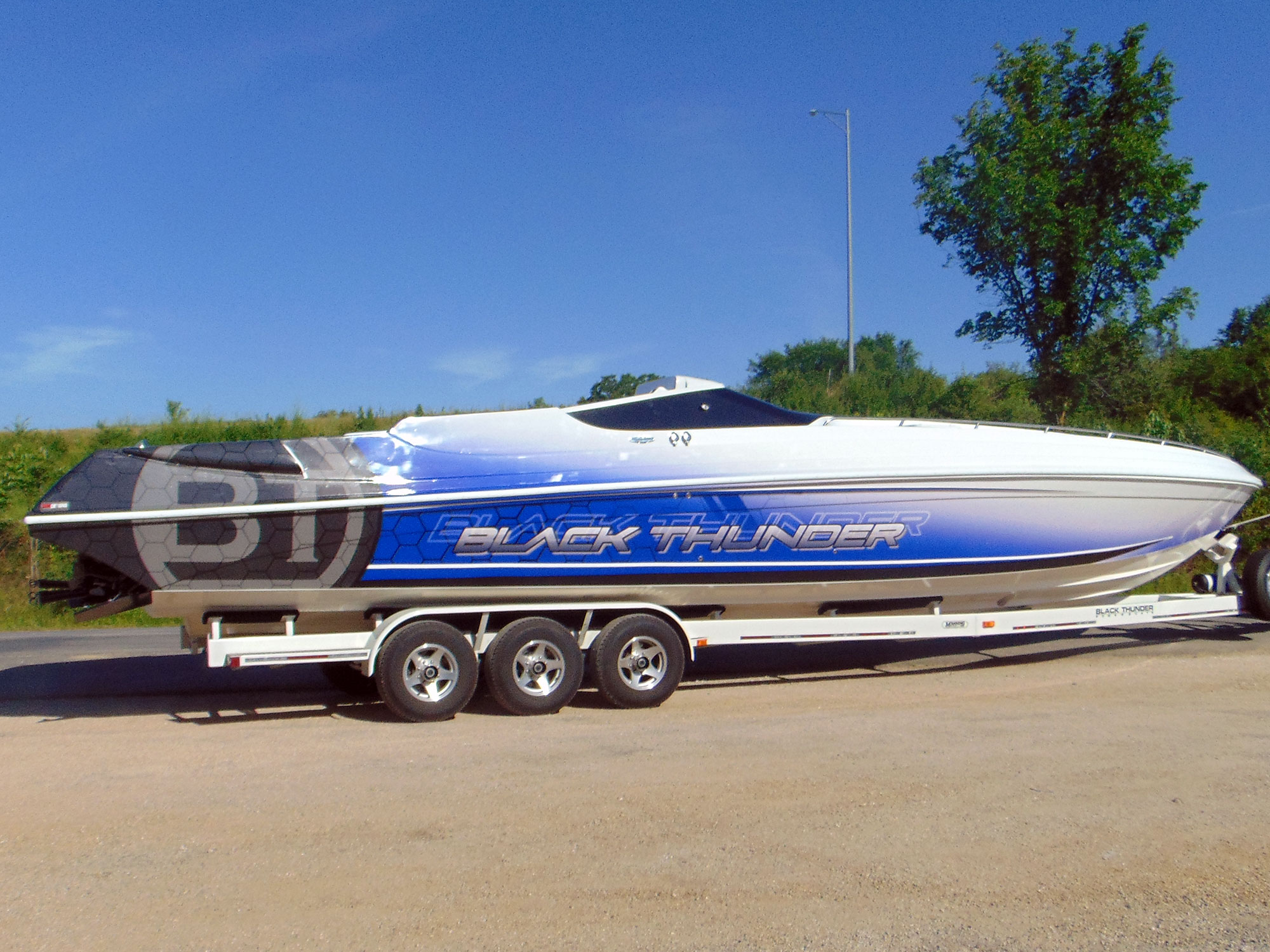 Black Thunder Boat Vinyl Wrap Pro Dezigns Columbia Mo