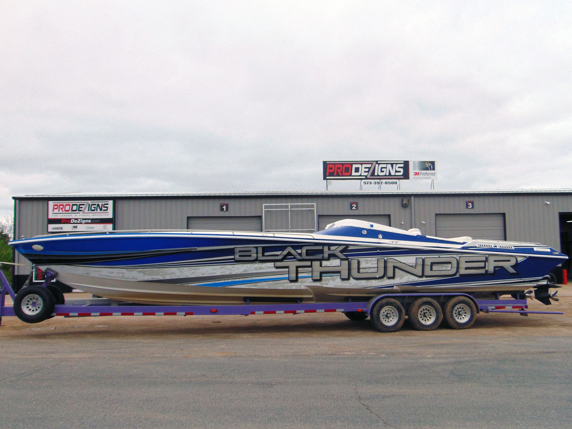 Black Thunder Boat Wrap Pro Dezigns Columbia Missouri