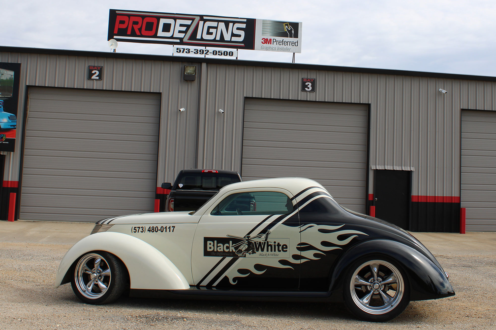 Black White Vehicle Wrapping Motor Sports Racing High Performance Pro Dezigns Jefferson City Missouri