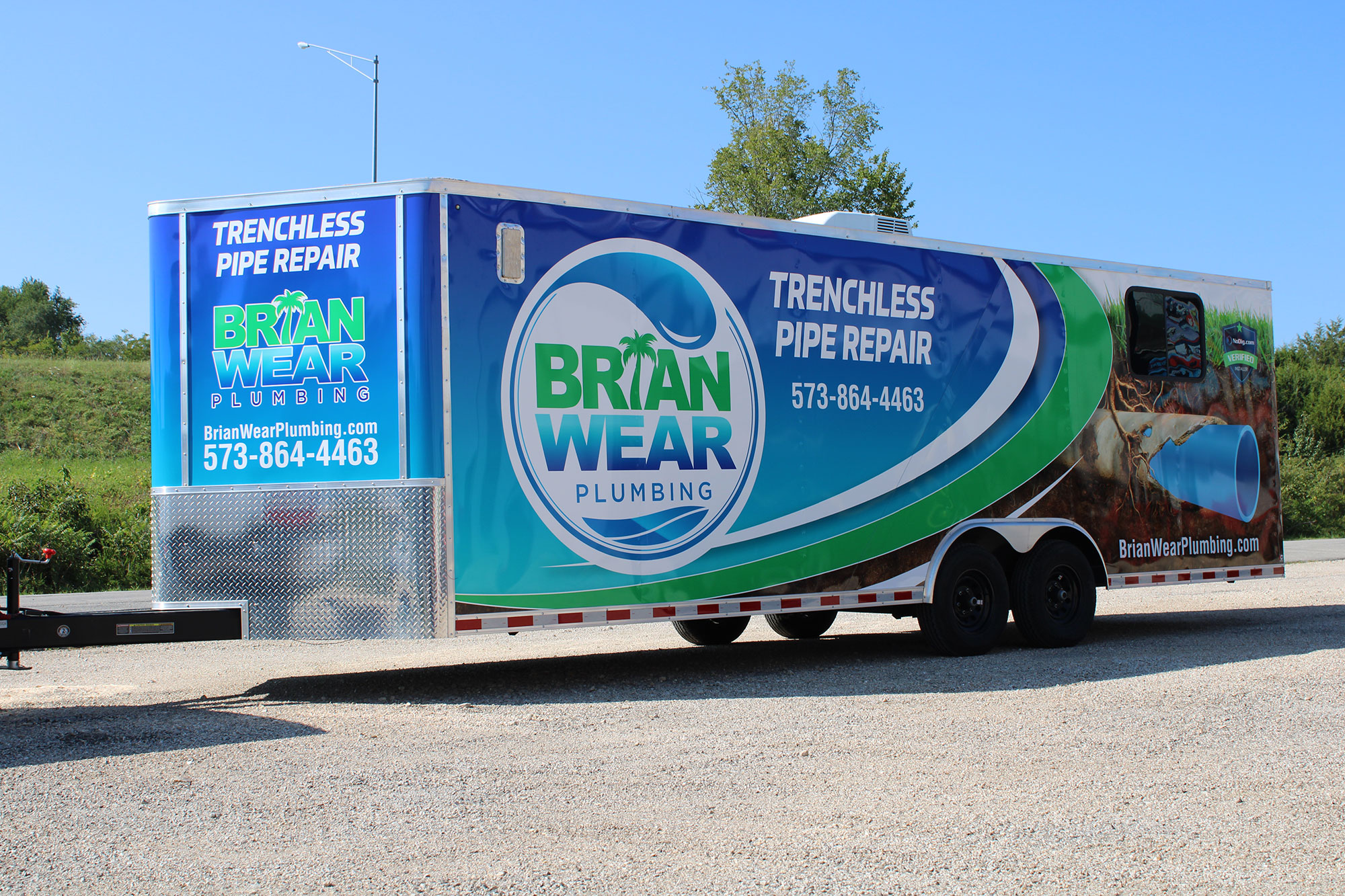 Brian Wear Plumbing Cargo Trailer 3m Vinyl Commercial Mobile Advertising Jeff City Missouri