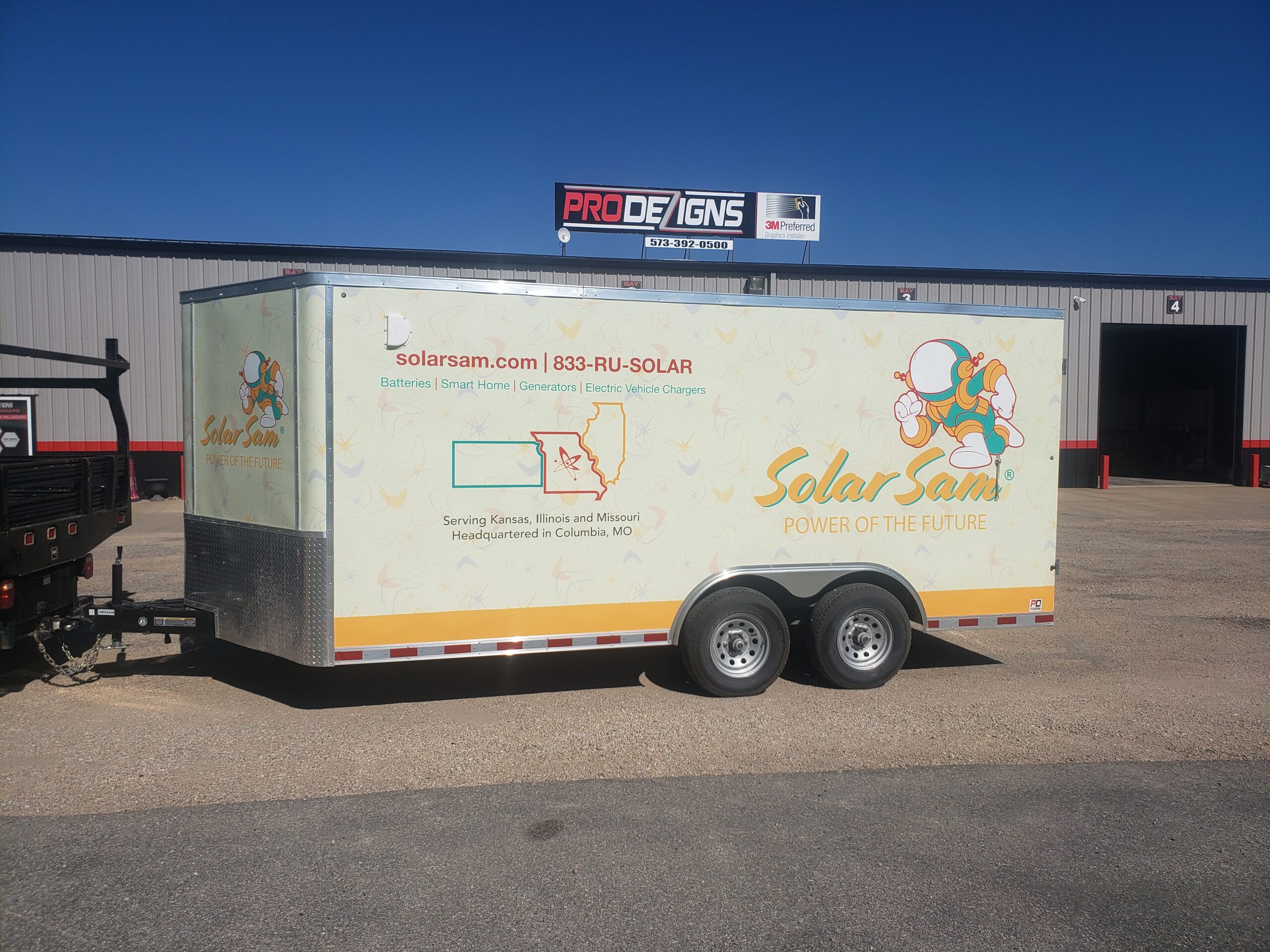 Cargo Trailer Commercial Vinyl Wraps Mobile Billboard Columbia Missouri Solar Sam Professional Installation