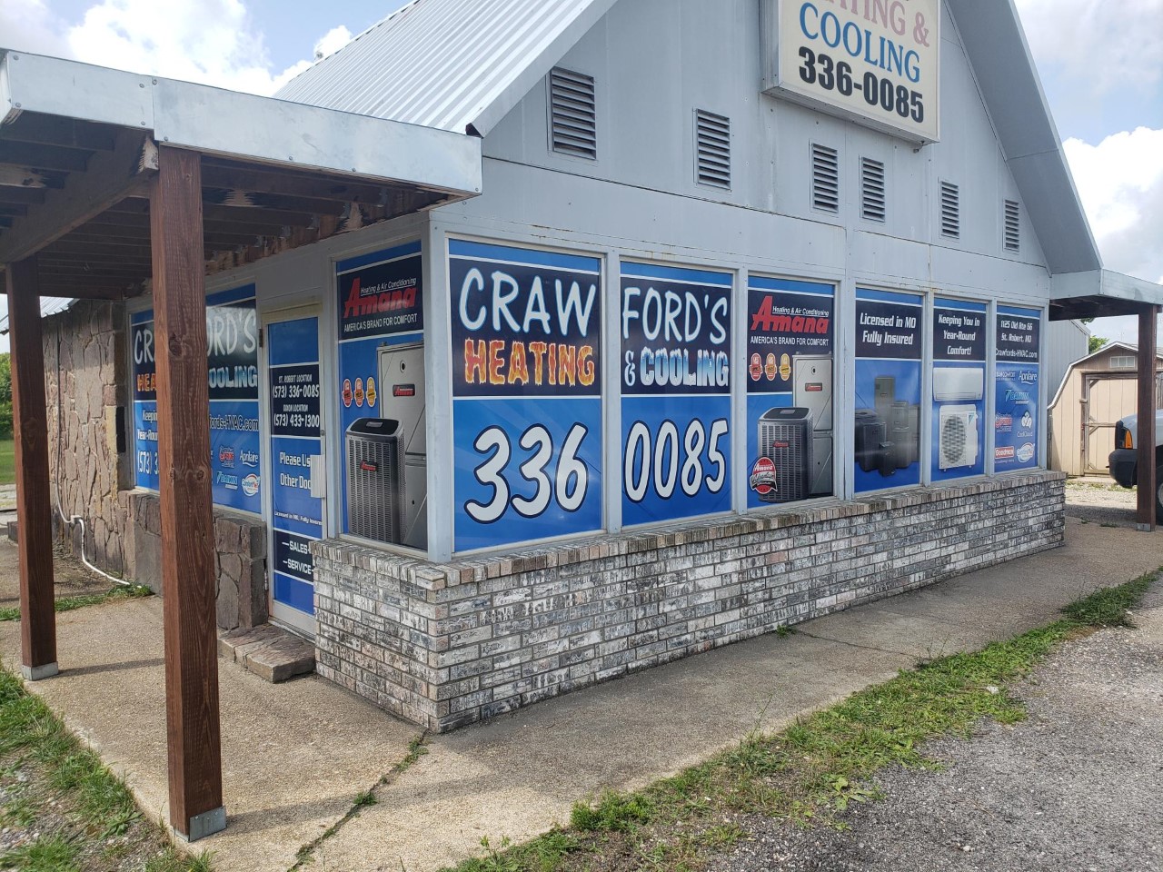 Crawfords Heating And Cooling Vinyl Wrapping Store Fronts Windows Outdoor Pro Dezigns Jefferson City Missouri