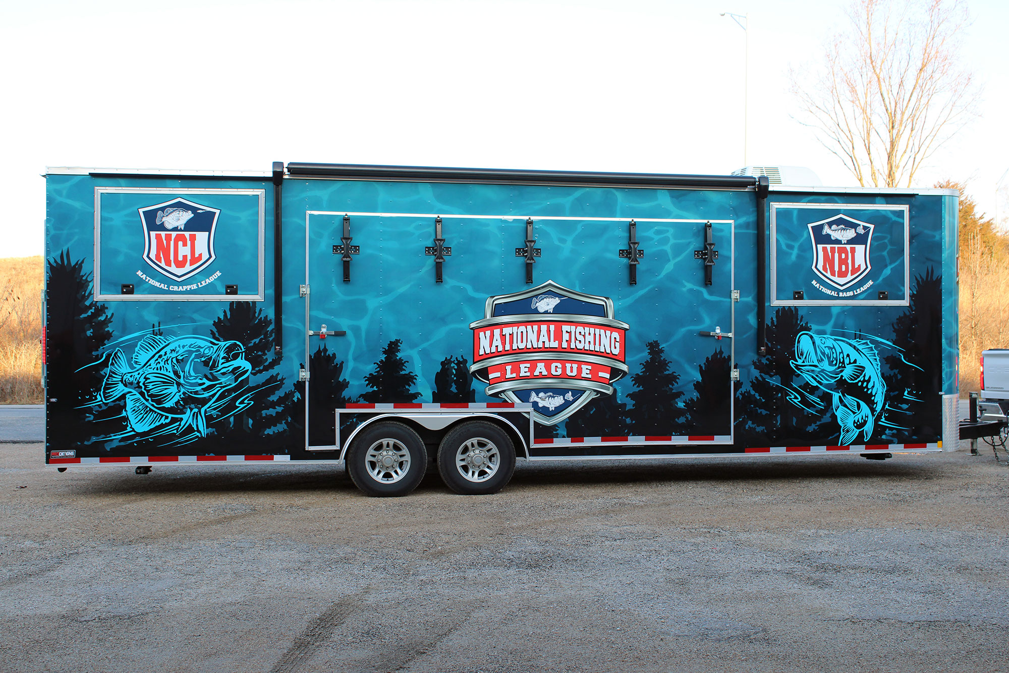 National Fishing League Cargo Trailer Vinyl Wrapping Pro Dezigns Columbia Missouri