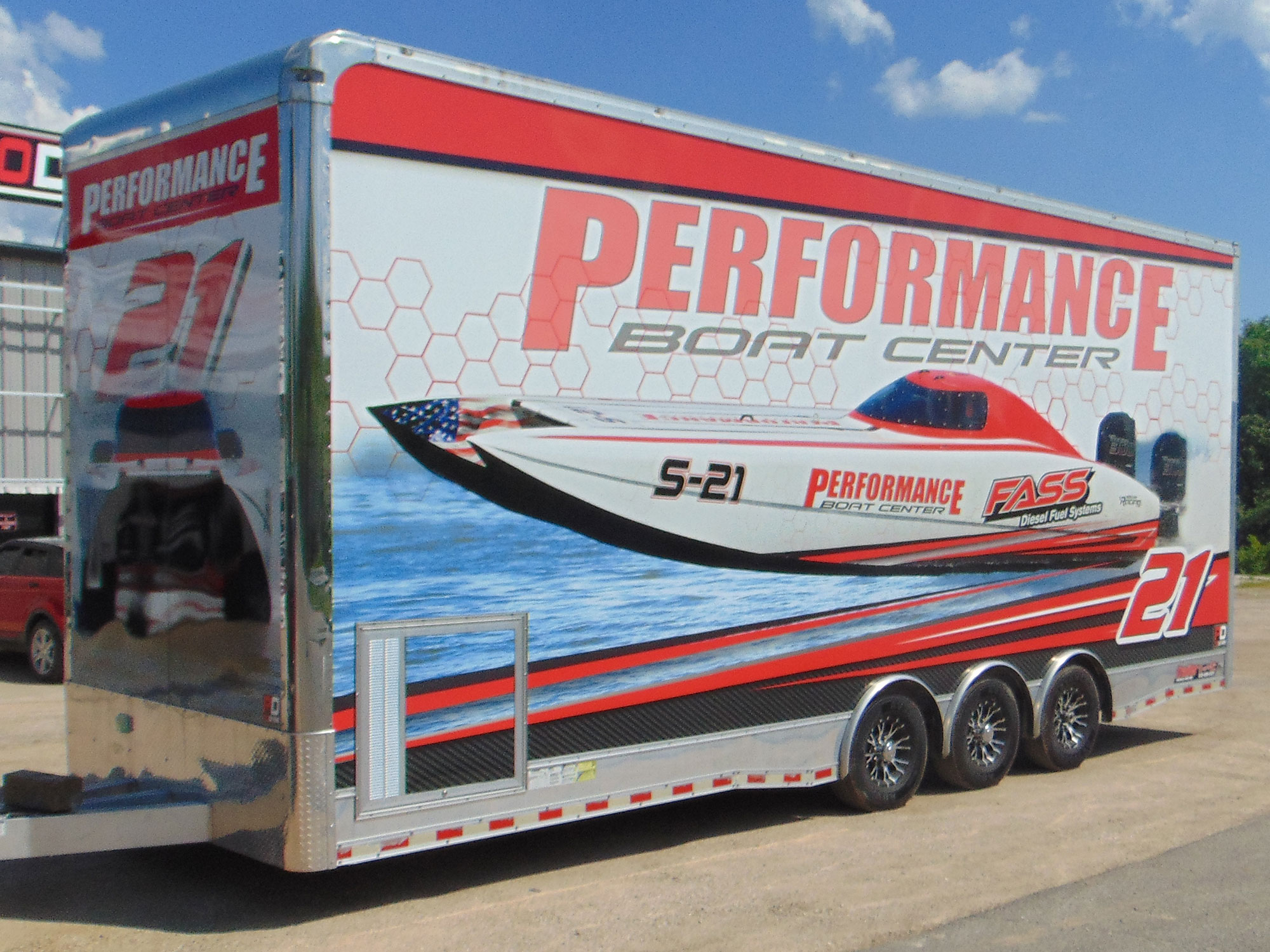 Performance Boat Center Vinyl Wraps Motor Sports Racing Trailers High Performance Pro Dezigns Jefferson City Missouri