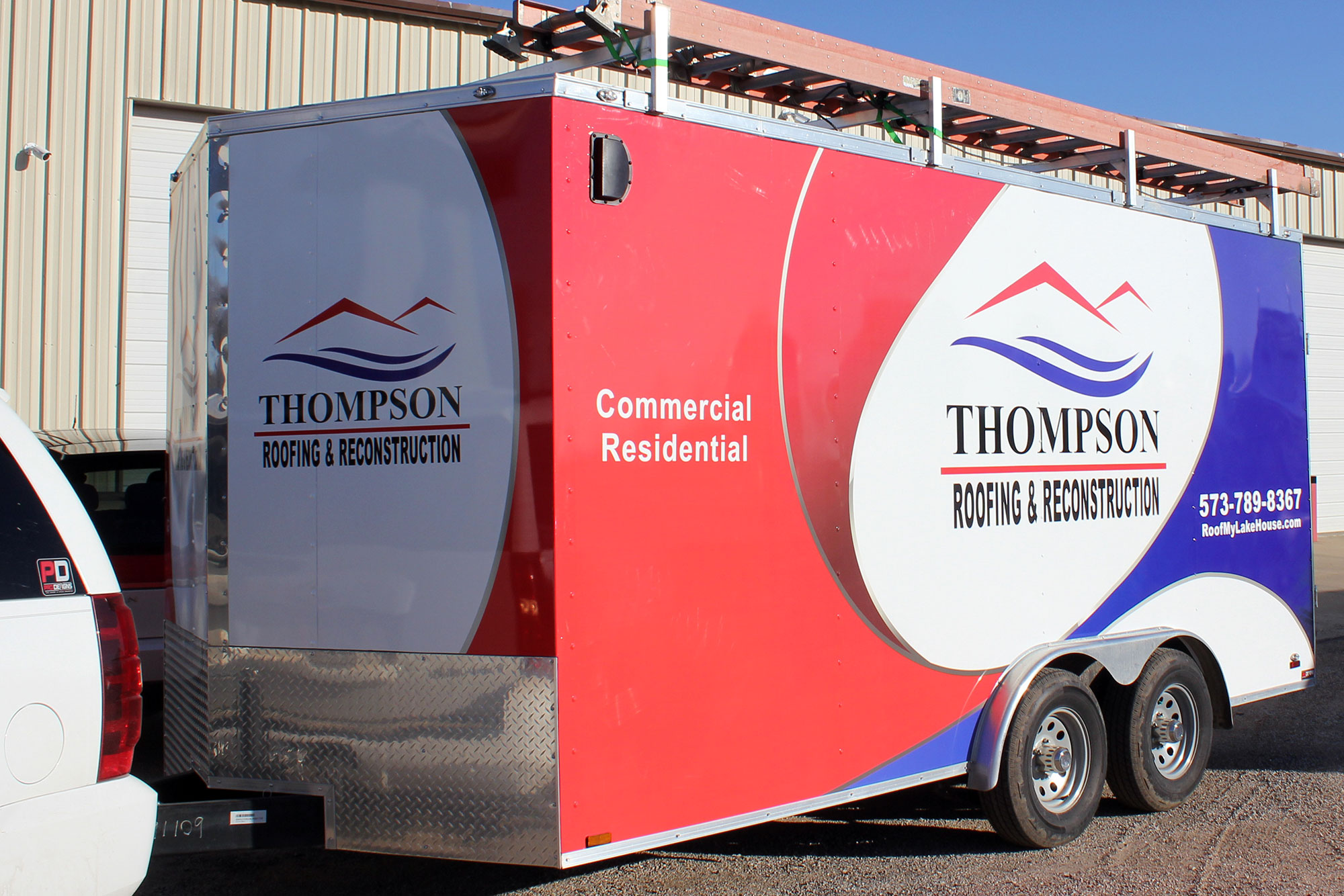 Thompson Roofing And Reconstruction Cargo Trailers Graphics And Wraps Pro Dezigns Columbia Missouri